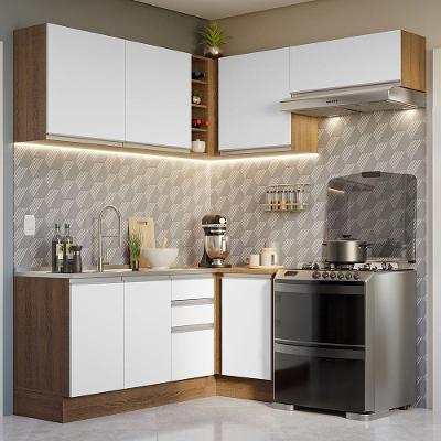 Armário De Cozinha 349Cm Glamy 07 Rustic/Branco