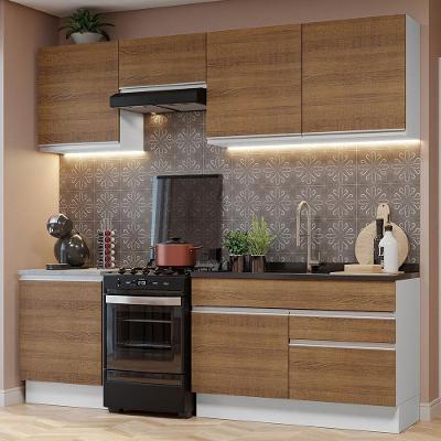 Armário De Cozinha 240Cm Glamy 08 Branco/Rustic