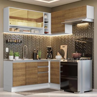 Armário De Cozinha 349Cm Glamy 06 Branco/Rustic