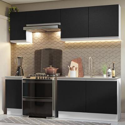 Armário De Cozinha 240Cm Branco/Preto Glamy 10 Branco/Preto
