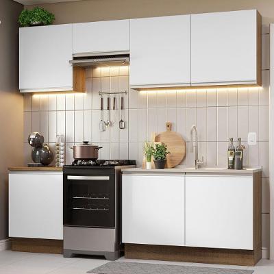Armário De Cozinha 240Cm Glamy 09 Rustic/Branco
