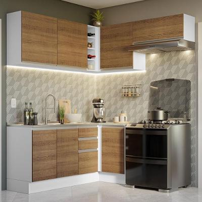 Armário De Cozinha 349Cm Glamy 07 Branco/Rustic