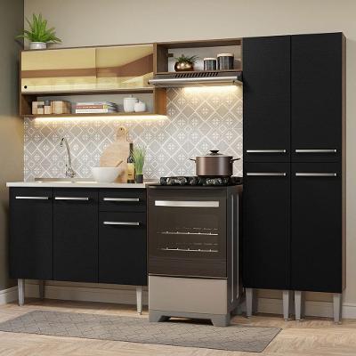 Armário De Cozinha Compacta 229cm Com Pia Rustic/preto Emilly Madesa 11 Rustic/preto