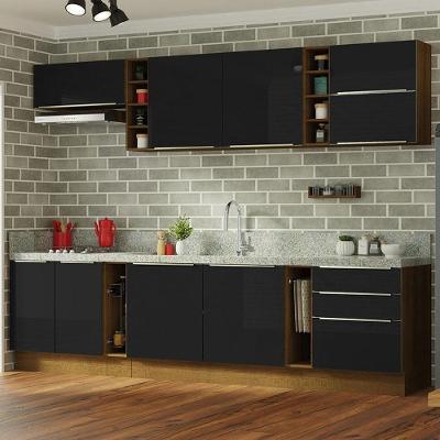 Armário De Cozinha Completa 300Cm /Preto Lux Madesa