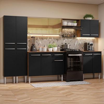 Armário De Cozinha Completa 293Cm Madesa 05 Rustic/Preto