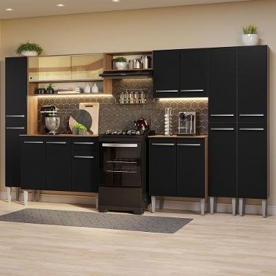 Armário De Cozinha Completa 325Cm Madesa 05 Rustic/Preto