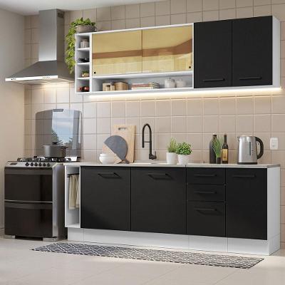 Armário De Cozinha Completa 220cm Branco/preto Madesa
