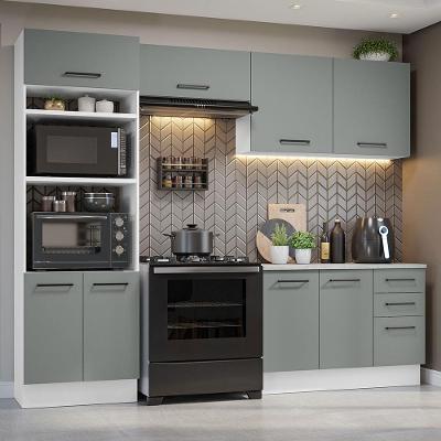 Armário De Cozinha Completa 270cm Branco/cinza Agata Madesa 07 Branco/cinza