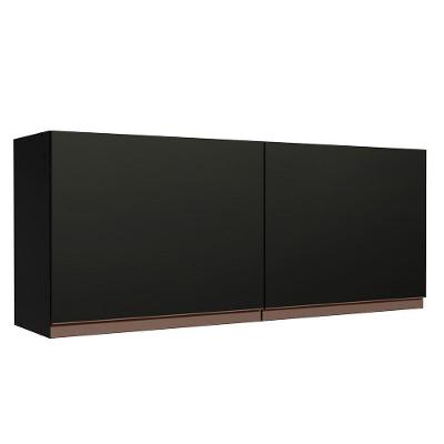 Armário Aéreo De Cozinha 120 X 50 Cm 2 Portas Preto Preto