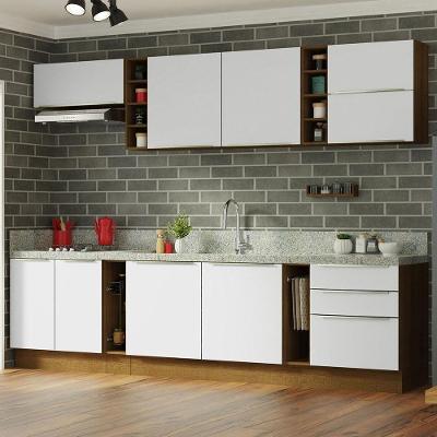 Armário De Cozinha Completa 300Cm /Branco Veludo Madesa