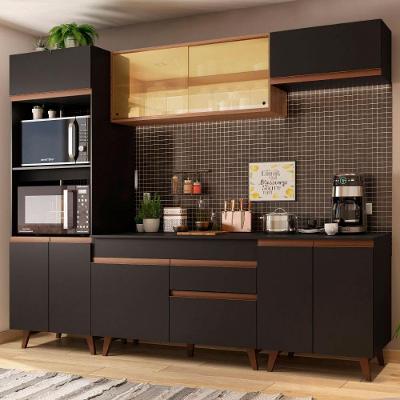 Armário De Cozinha Completa Madesa Reims 260002 Com Balcão - Preto-rustic Preto-rustic