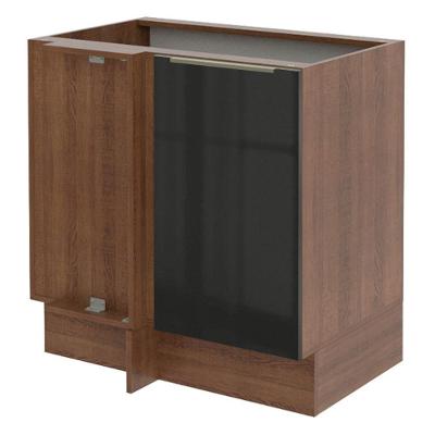 Balcão de Canto Madesa Lux 1 Porta Rusti e Preto