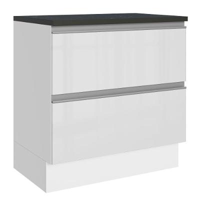 Balcão Acordes Glamy 100% MDF 80cm 2 Gavetas Branco Madesa