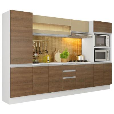 Armário Smart 100% Mdf 300cm com Balcão e Tampo Branco