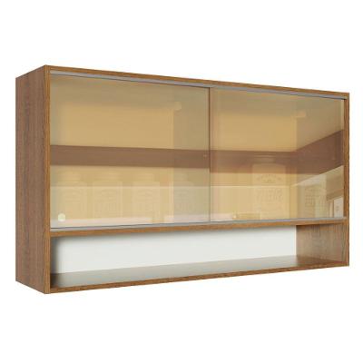 Armário Aéreo Madesa Glamy 2 Portas De Correr De Vidro Reflex E 1 Nicho Rustic