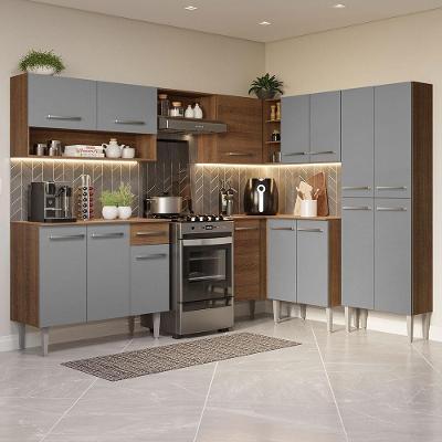 Armário De Cozinha Completa De Canto 417Cm Cinza/ Madesa