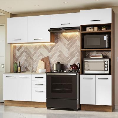 Armário De Cozinha Completa 270cm Rustic/branco Agata Madesa 08 Rustic/branco