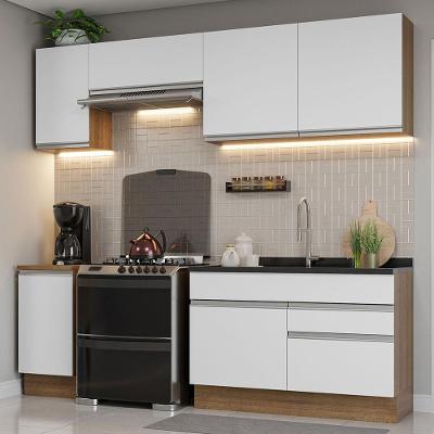 Armário De Cozinha Completa 240Cm Rustic/Branc Glamy Madesa