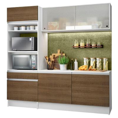 Armário de Cozinha Compacta Topazio com Balcão Branco Rustic