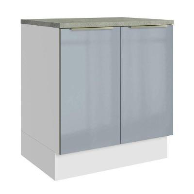 Balcão Madesa 70 Cm 2 Portas - Com Tampo Branco/Cinza