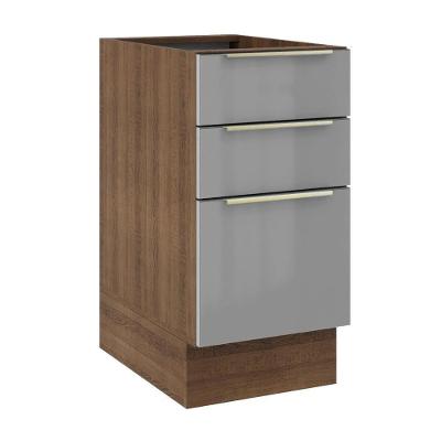 Balcão Lux 40cm 3 Gavetas Rustic Cinza
