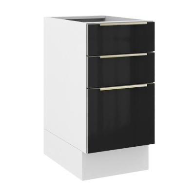 Balcão Lux 40cm 3 Gavetas Branco Preto