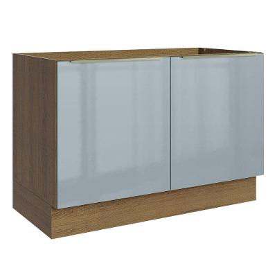 Balcão Gabinete de Pia Madesa 120 Cm 2 Portas Rustic/cinza