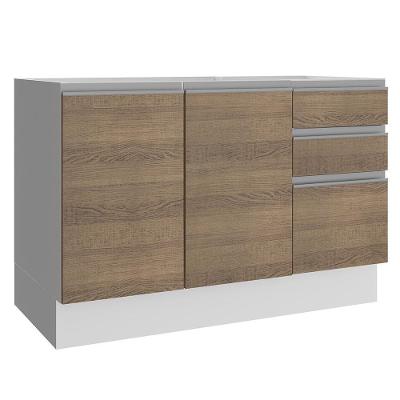 Balcão de Pia Glamy Branco/Rustic 2 Portas 3 Gavetas Madesa