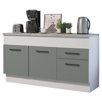Balcão De Pia 150 Cm 2 Portas E 2 Gavetas Branco/Cinza