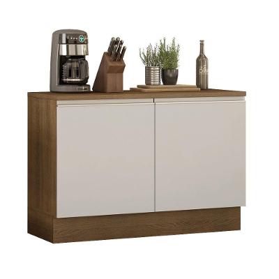 Balcão de Pia Madesa Glamy 120Cm 2 Porta Tampo Rustic Branco