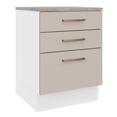 Balcão 60 Cm 3 Gavetas Branco/crema Agata Madesa Branco/crema