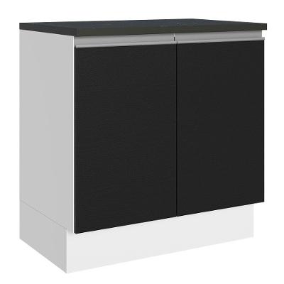Balcão 100% Mdf 80 Cm 2 Portas Branco/preto