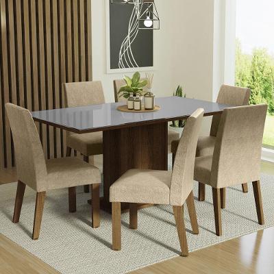 Conjunto Sala De Jantar Mesa Tampo De Vidro 6 Cadeiras Rustic/cinza/imperial