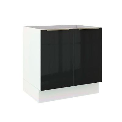 Balcão Madesa Lux 80cm 2 Portas Branco Preto