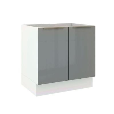 Balcão Madesa Lux 80cm 2 Portas Branco Cinza