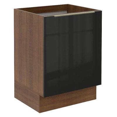 Balcão Madesa Lux 60 cm 1 Porta Rustic e Preto