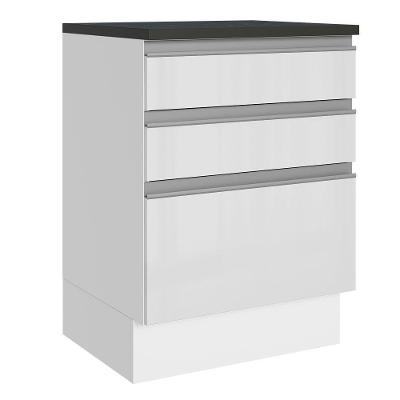 Balcão Madesa Acordes 100% Mdf 60 Cm 3 Gavetas Frentes