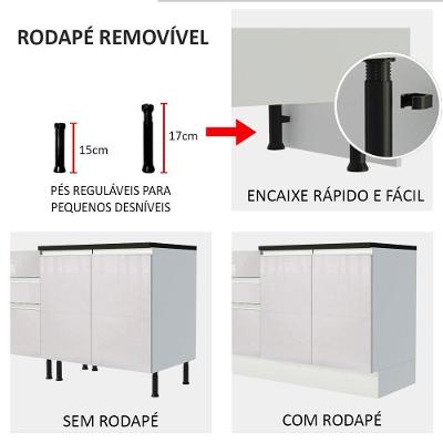 Balcão Madesa Acordes 100% Mdf 60 Cm 3 Gavetas Branco/rustic
