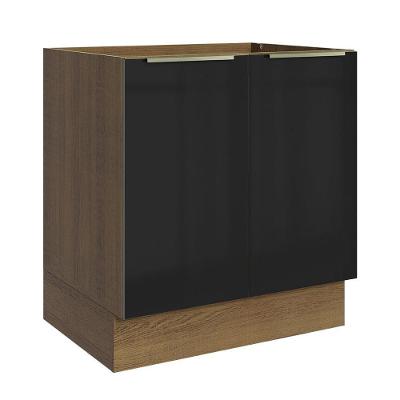 Balcão Madesa 70 Cm 2 Portas - Sem Tampo Rustic/Preto