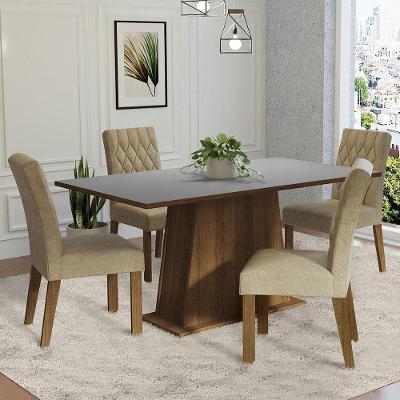 Conjunto Sala De Jantar Mesa Tampo De Madeira 4 Cadeiras Rustic/cinza/imperial