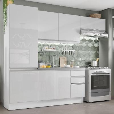 Cozinha Acordes Glamy Branco 100% MDF Armário Balcão Madesa
