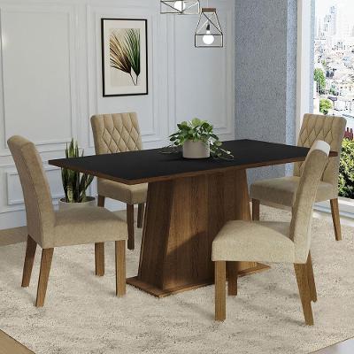 Conjunto Sala De Jantar Mesa Tampo De Madeira 4 Cadeiras Rustic/preto/imperial