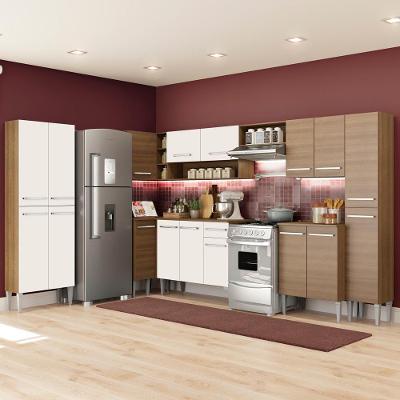 Cozinha Canto Reto Emilly 17 Portas 1 Gaveta Branco Madesa