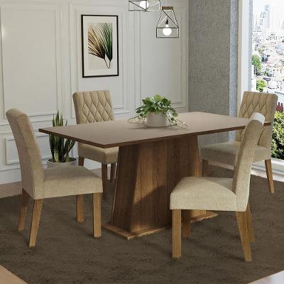Conjunto Sala De Jantar Mesa Tampo De Madeira 4 Cadeiras Rustic/crema/imperial