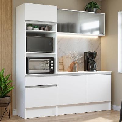 Cozinha Compacta Topazio com Balcão e Tampo Branco Madesa
