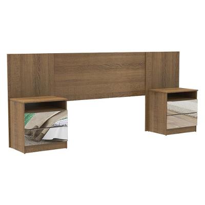 Cabeceira Extensível Rustic com 2 Criados Espelho Madesa