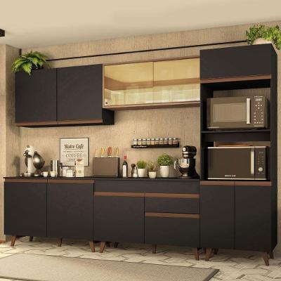 Cozinha Completa Madesa Reims 310001 Com Armário E Balcão Preto/Rustic