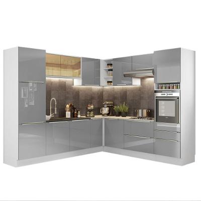 Cozinha Completa Lux com Armário e Balcão Branco Cinza