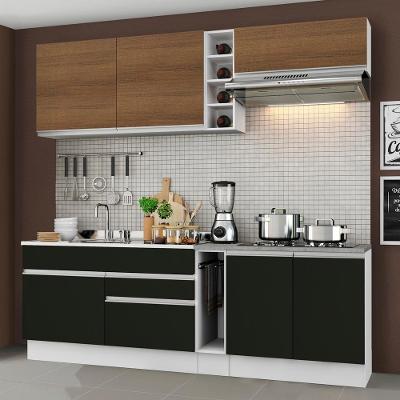 Cozinha Completa Parma com Armário e Balcão Madesa - Branco/Rustic/Preto