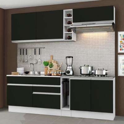 Cozinha Completa Parma com Armário e Balcão - Madesa Branco/Preto
